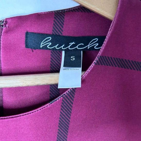 Hutch Anthropologie Merlot Red Plaid Long Sleeve Dress Women’s Small Cabin Chic - Picture 3 of 9